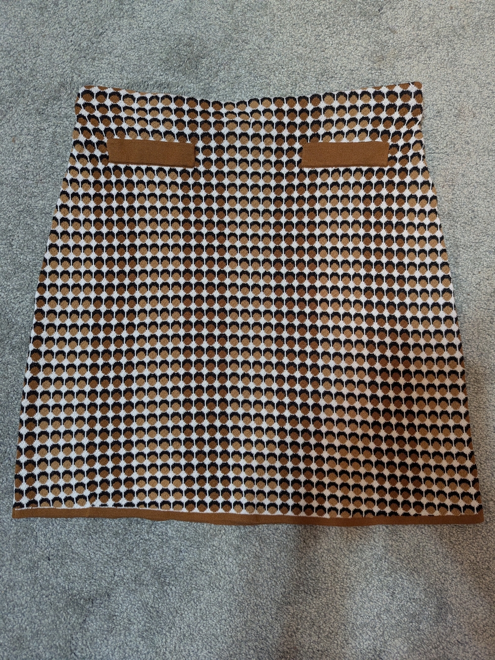 Lucy Paris Brown and White Geometric Pattern Mini Skirt Size Medium